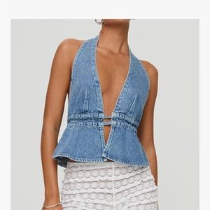 Women’s Summer Denim Halter Top size large NWOT